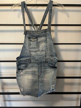 Almost Famous Light Wash Denim Overall Dress